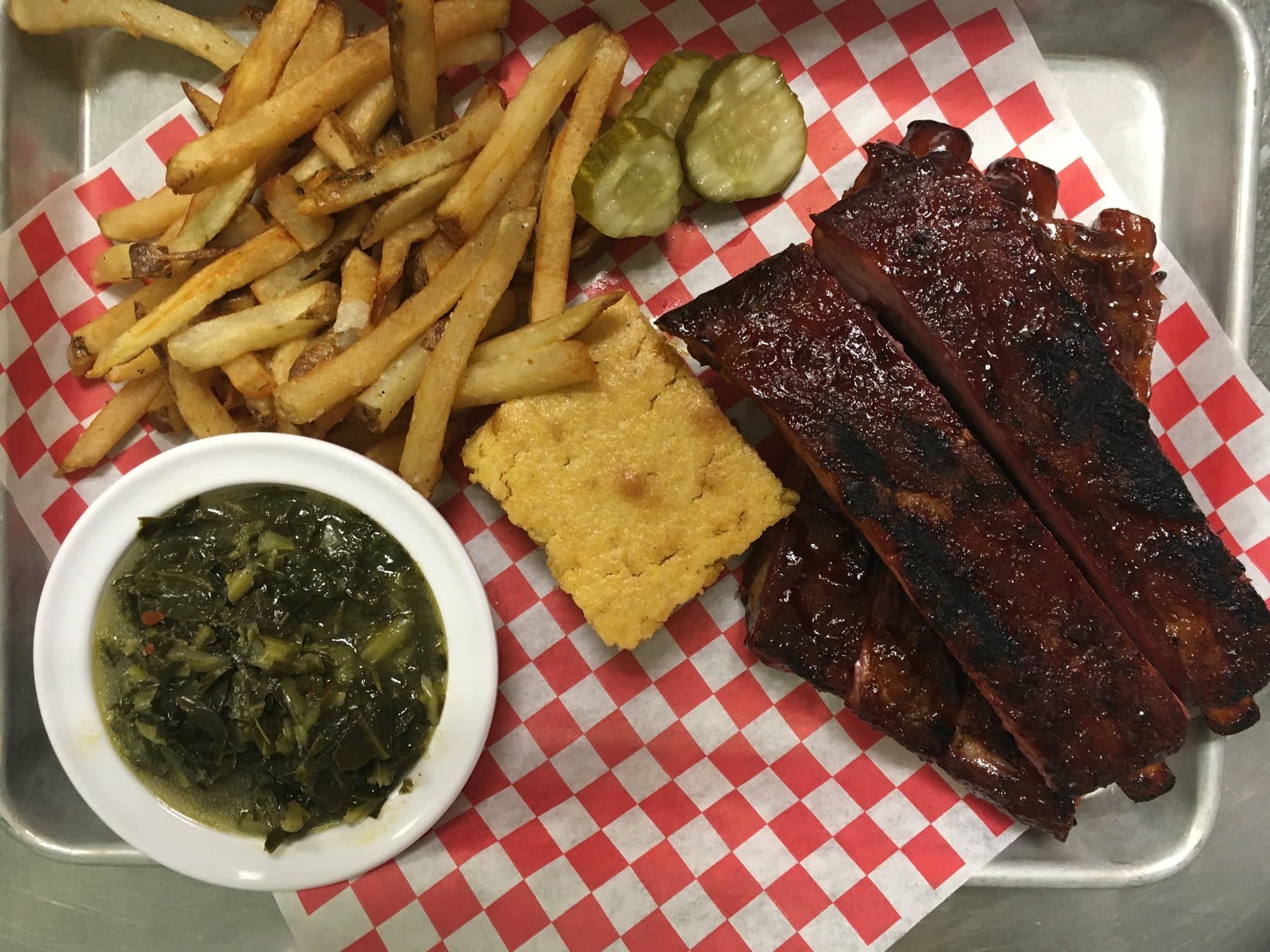 Slow-smoked ribs platter at Brother Jimmy's